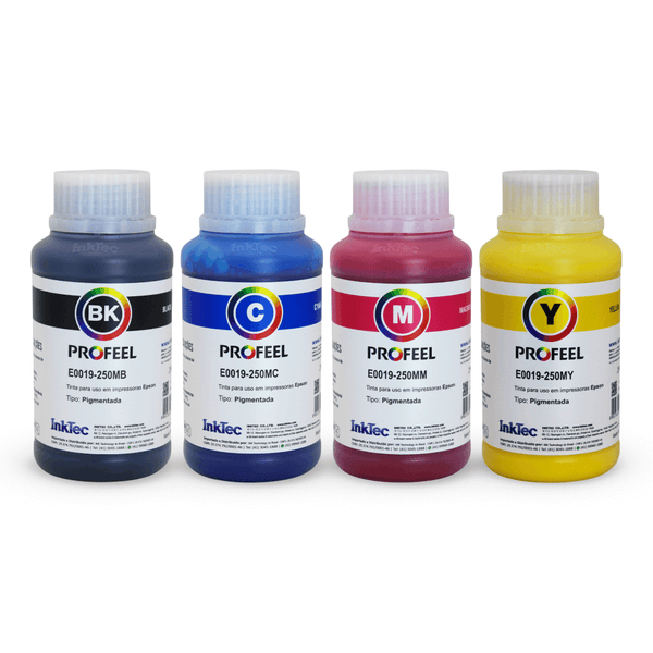 Kit Tinta Pigmentada InkTec Profeel E0019, 4 cores de 250 ml