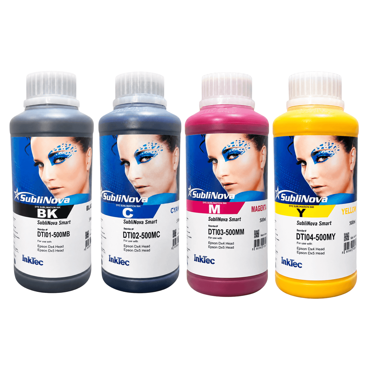 Kit Tinta Sublimática InkTec SubliNova Smart, 4 cores de 500 ml