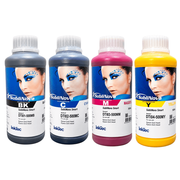 Kit Tinta Sublimática InkTec SubliNova Smart, 4 cores de 500 ml