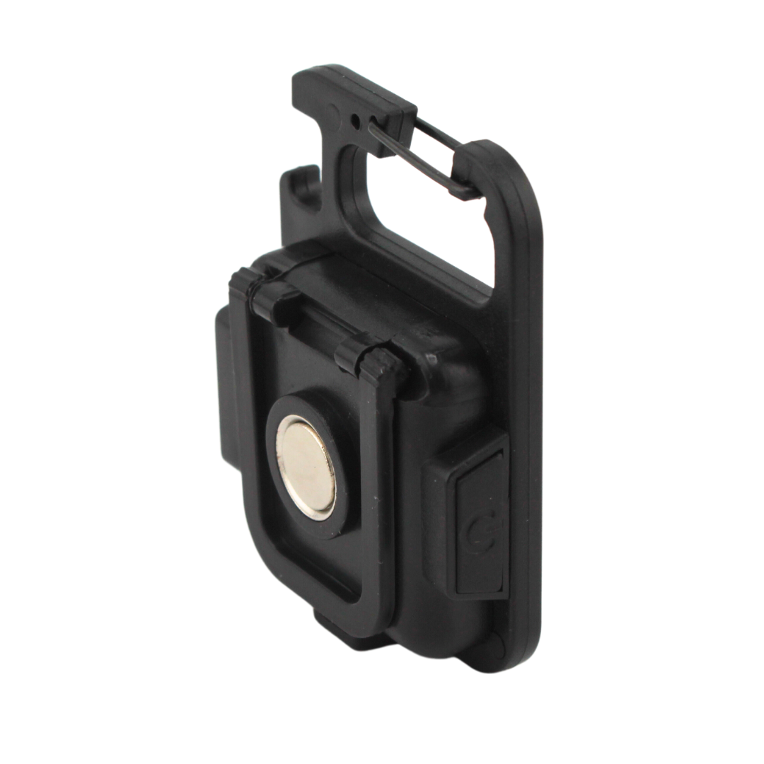 Mini lanterna LED chaveiro, vista lateral com o ímã
