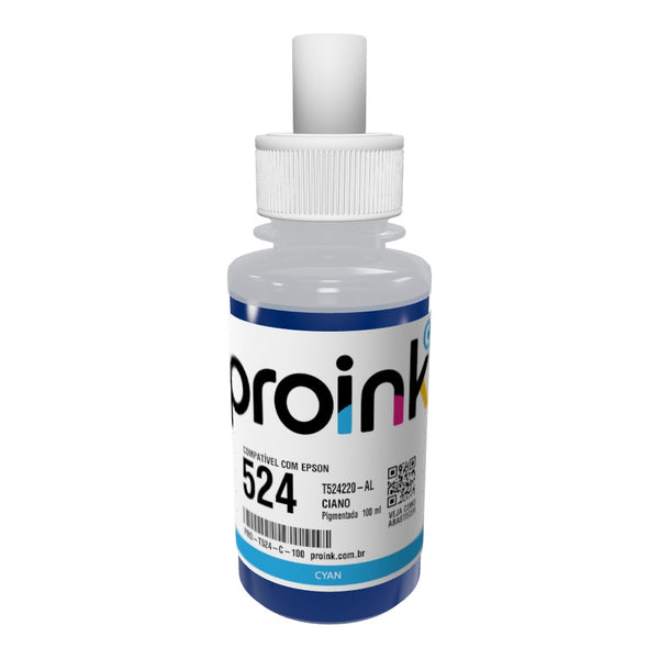 Garrafa de tinta Proink ciano de 100 ml com bico EcoFit em 3D