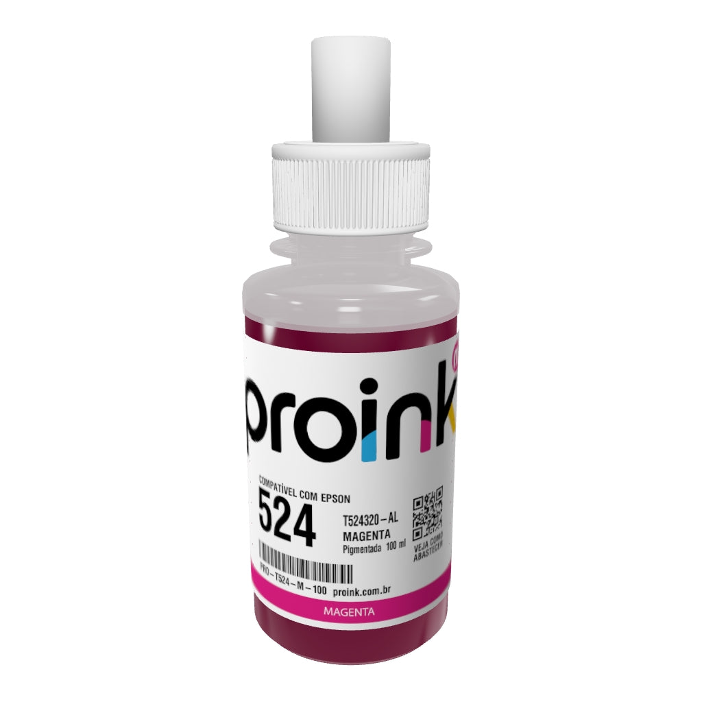 Garrafa de tinta Proink magenta de 100 ml com bico EcoFit em 3D