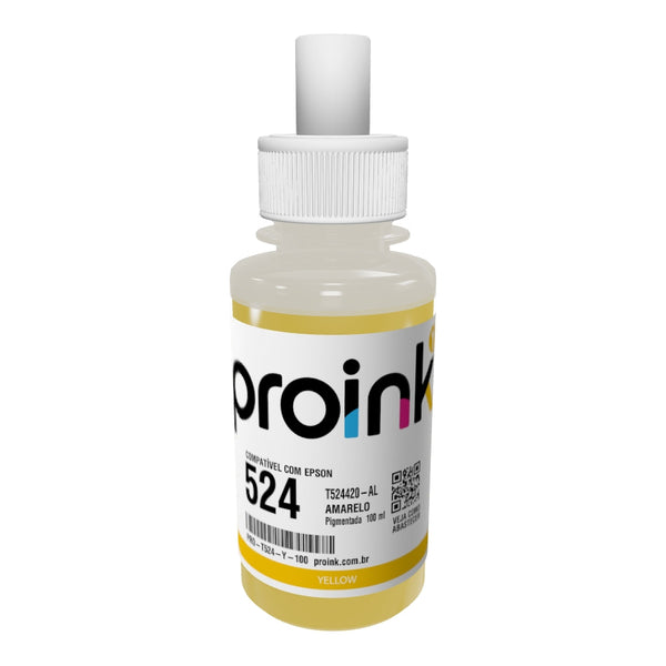 Garrafa de tinta Proink amarela de 100 ml com bico EcoFit em 3D
