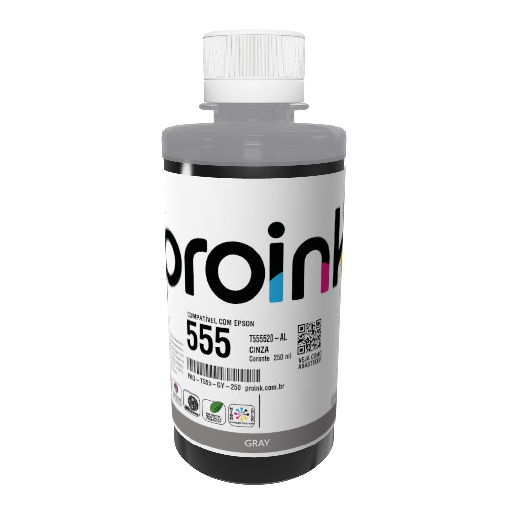 Garrafa de tinta Proink cinza de 250 ml em 3D