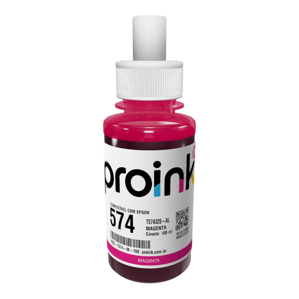 Garrafa de tinta Proink magenta de 100 ml com bico EcoFit em 3D
