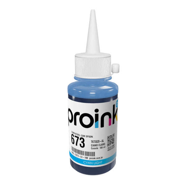Garrafa de tinta Proink ciano claro de 100 ml com bico WideFill em 3D