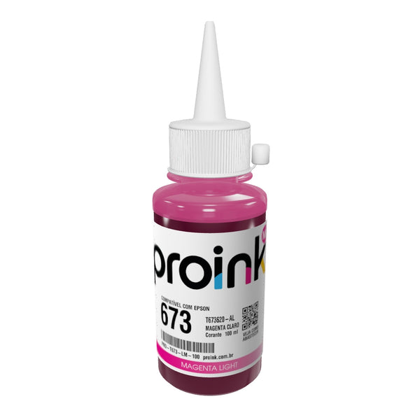 Garrafa de tinta Proink magenta claro de 100 ml com bico WideFill em 3D