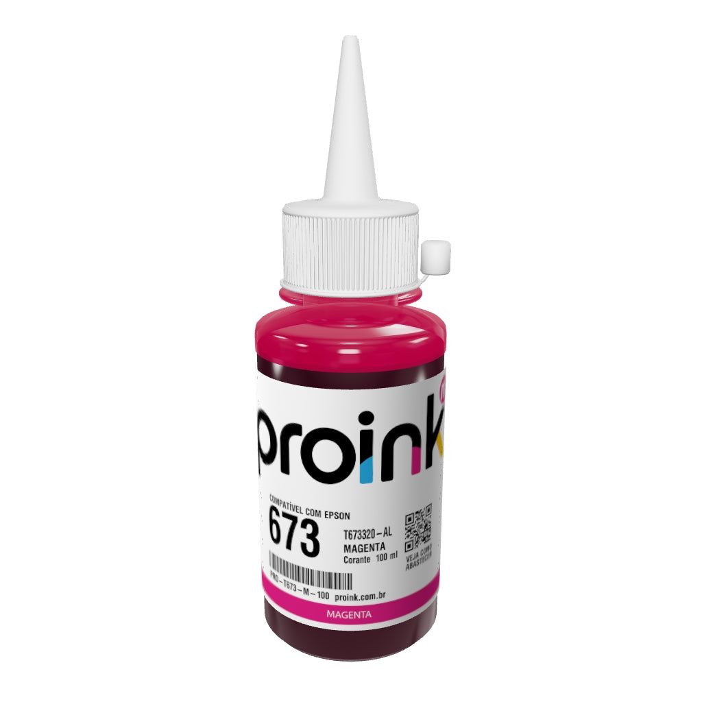 Garrafa de tinta Proink magenta de 100 ml com bico WideFill em 3D